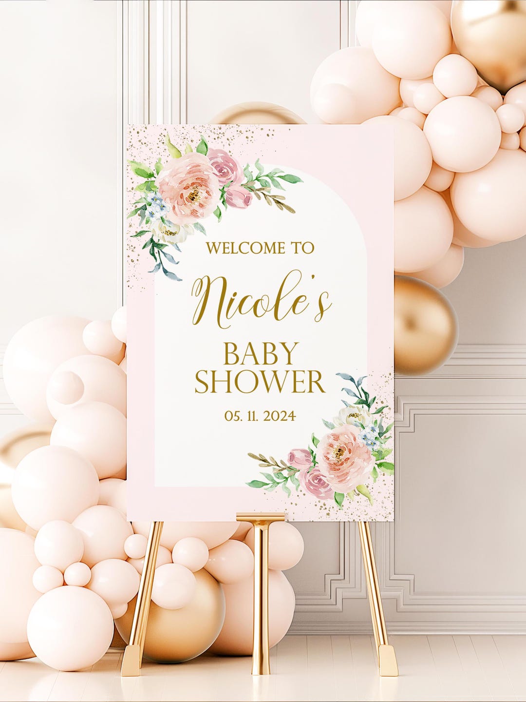 Welcome Rosa Soft Pink Floral Baby Shower Welcome Sign: Foam Board Sign - Etsy