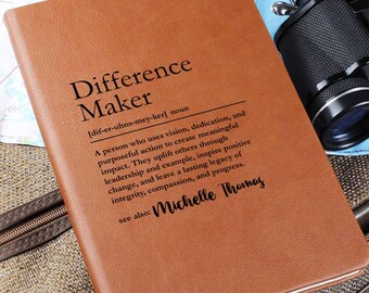 Difference Maker Vegan Leather Journal, Corporate Employee Gift, Mentor Gift