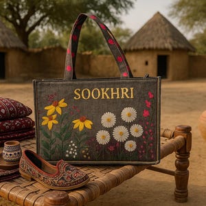 Umweltfreundliche Jute-Einkaufstasche, Blumenstickerei-Tasche, Strand- und Geschenktasche, Muttertagsgeschenk, nachhaltige und wiederverwendbare Einkaufstasche, Canvas-Tasche