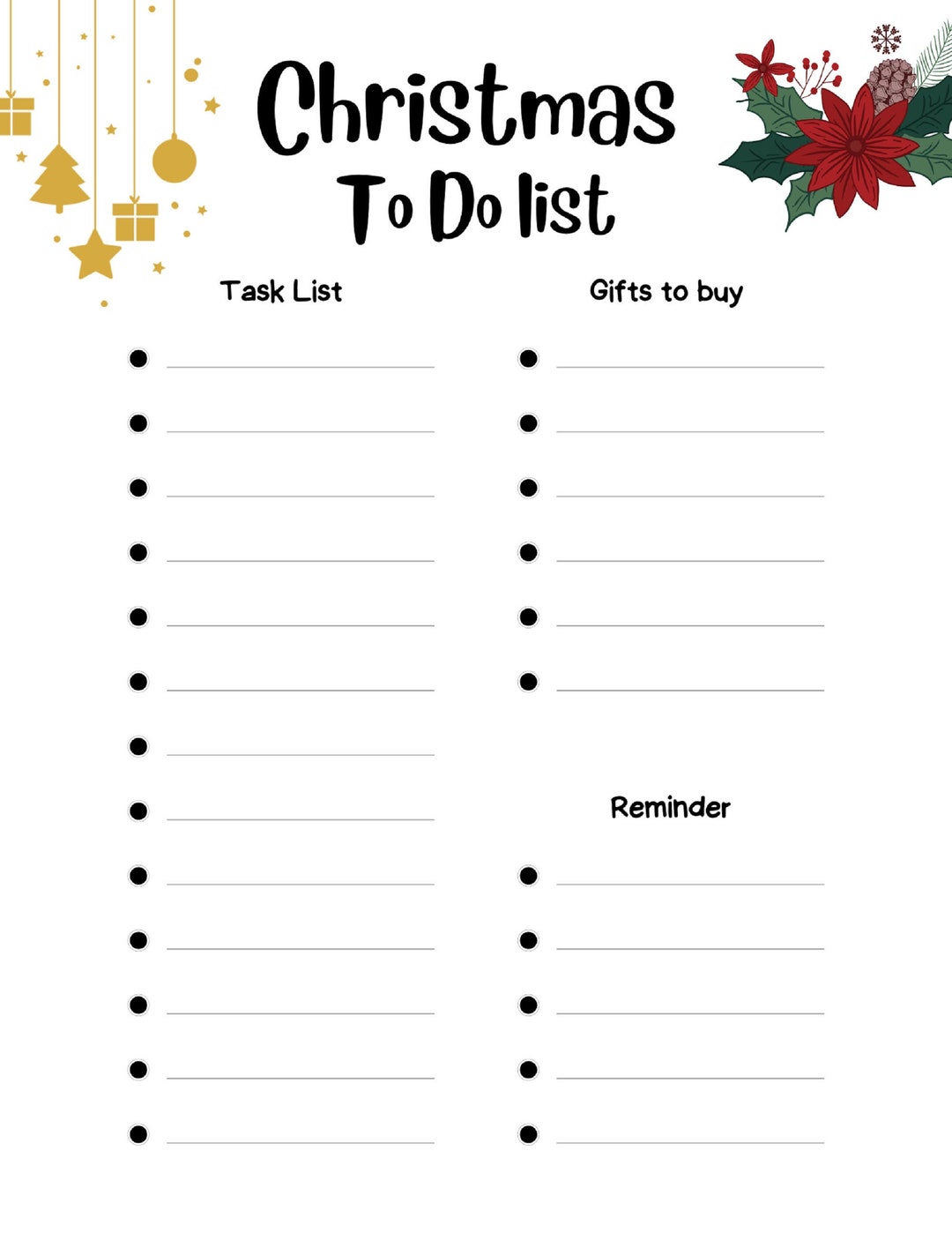 Christmas Checklist Daily Routine Christmas to Do List Last Etsy