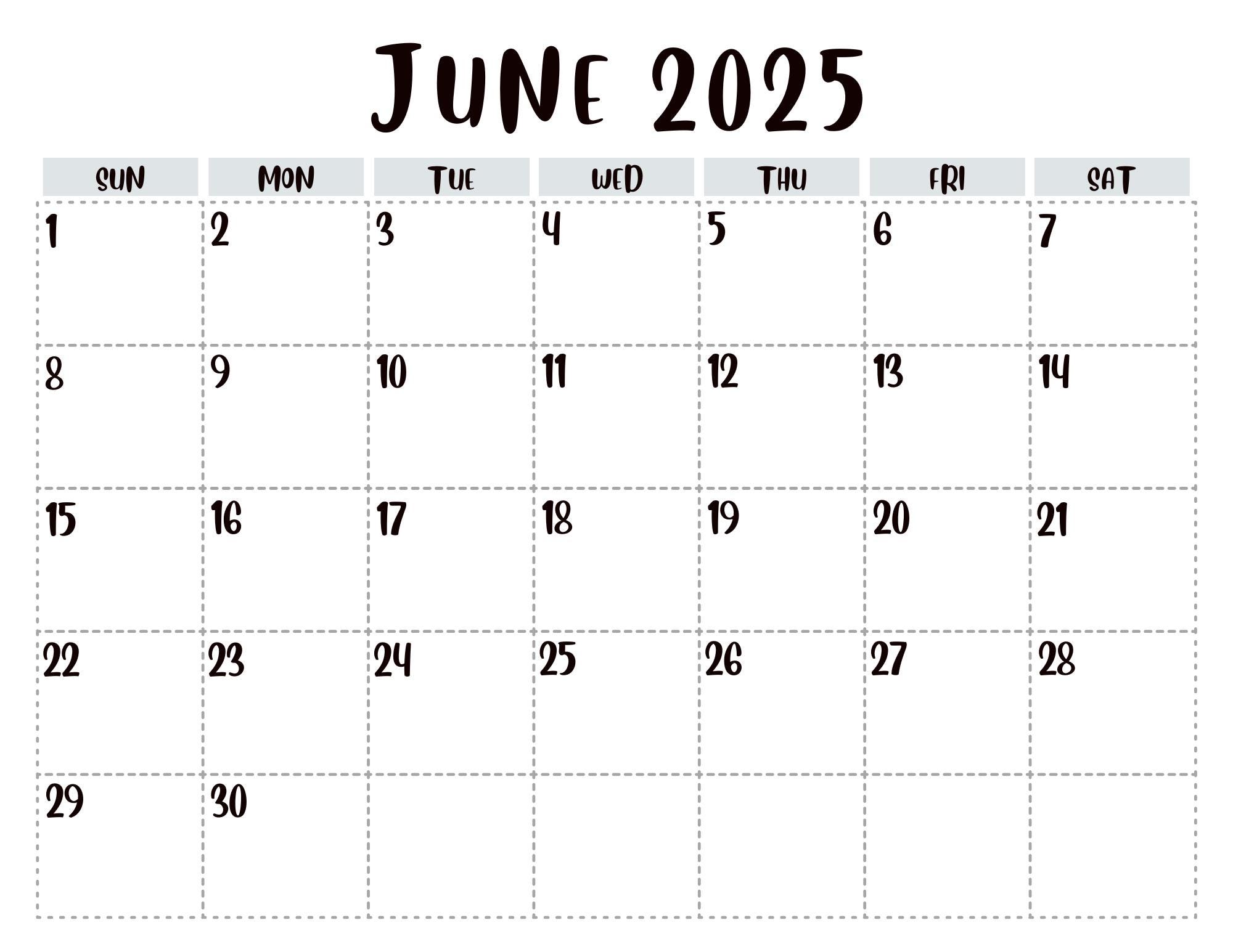 June 2025 Calendar/ Printable calendar/ School Planning / June 2025 Printable Calendar Homeschool Calendar / Office Planning / June 2025
