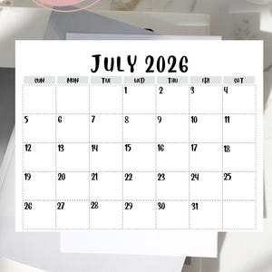 July 2026 Calendar Printable | Minimalist Monthly Planner | Simple ...
