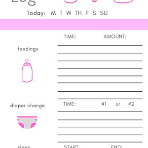 Baby Daily Log Printable, Baby Checklist, Baby Chart, Routine Log ...