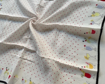 Vintage Burberry-katoenen zakdoek, halsdoek, zeldzame subtiele polkadots en een grillige cocktailglazen rand met jacquardbladerenpatroon