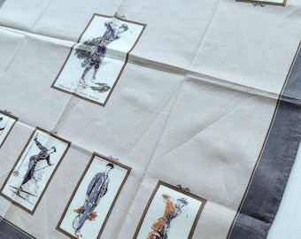 Vintage Burberry-katoenen zakdoek, halsdoek, klassiek sportthemapatroon met jacquardriddermotief, uit Japan, 47 cm*47 cm