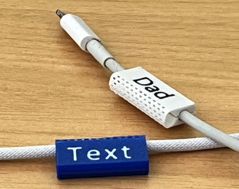 Personalized Cable Labels for iPhone Charging Cables, Custom Clip-On Cable Tags with Names, Tech Organizer Accessories, Travel & Desk Decor