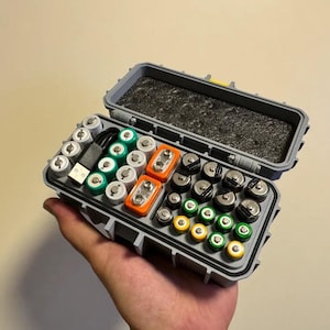 Battery Storage Case for AA, AAA, 6LR61, 6F22, and 9V Batteries with Removable Inner Tray, Household Battery Organizer CompactDurable Design