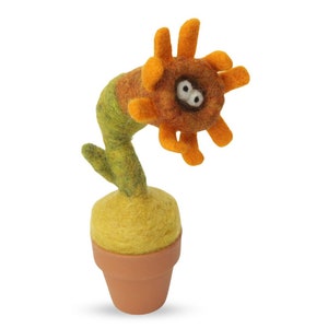 Needle felt plant ornament ~ Fake plant desk decor ~ Felted sunflower by woolbuddy