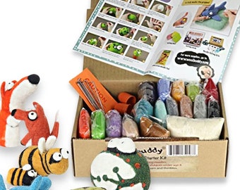 Woolbuddy Needle Felting Starter Kit, Beginners Craft Kit, Mini Zoo