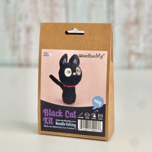 Cat Needle Felting Kit, Felted Black Cat, DIY Cat Toy, Woolbuddy Felting Kit, Beginners Felting Kit, Gift for Cat Lovers, Halloween Decor