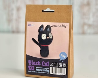 Black Cat Needle Felting Kit, Woolbuddy DIY Craft