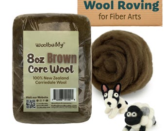 8 oz Brown Corriedale Wool Roving - New Zealand Felting Supplies