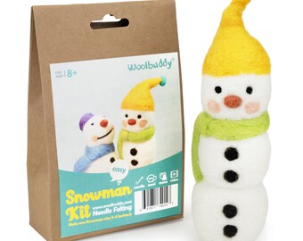 Woolbuddy Snowman Needle Felting Kit – DIY Craft, Beginner Friendly