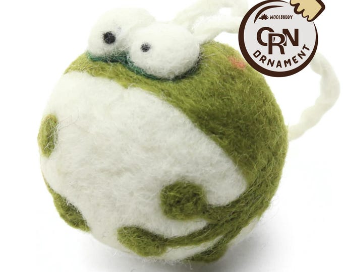 Needle Felted Frog Ornament, Handmade Soft Toy