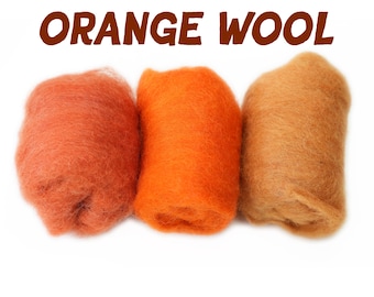 4 oz Corriedale Wool Roving – Orange Needle Felting Supplies