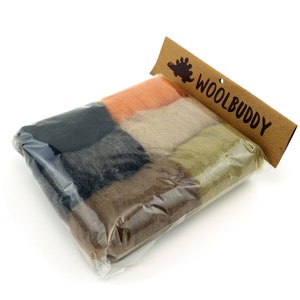 Needle Felting Wool Set, Wool Roving Carded Pack, Felting Supplies, Wool For Felting, Corriedale Wool, New Zealand Wool, 6 Wool Colors Pack