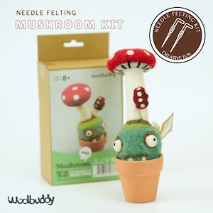 Needle Felting Cactus Kit - Mushroom, Needle Felting Kit Beginners, Wool Felting, DIY Craft Kit, Christmas Gift