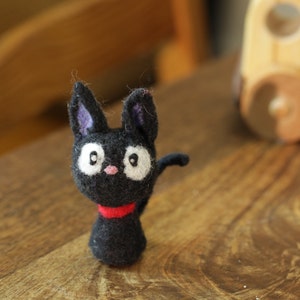 Black Cat Ornament, Kitty Cat Charm, Needle Felted Black Cat, Cute Kitten Toy, Cat Lover Gift, Wool Ornament, Handmade Halloween Decoration