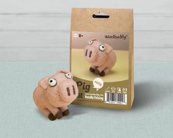 Pig Needle Felting Kit – Beginner DIY Wool Craft Gift