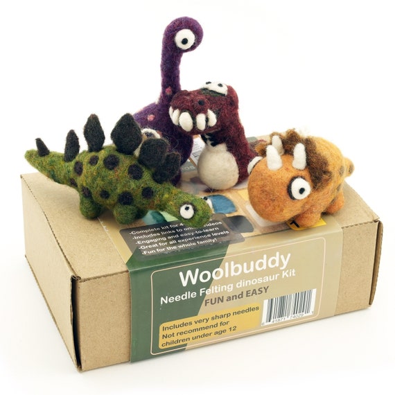 Needle Felting Kit for Beginners, Dinosaurs Felting Kit by Woolbuddy, Wool Felting  Kit for Kids, Felting Supplies,dinosaurs Craft Kit,animal 