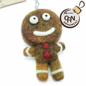 Gingerbread Man Ornament, Felted Gingerbread Man, Needle Felted Animal, Wool Animal Decor, Christmas Decor, Holiday Gift, Eco Friendly
