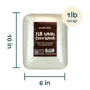 White Core Wool Batting, Undyed Sheep Wool, Needle Felting, Spinning bild 9