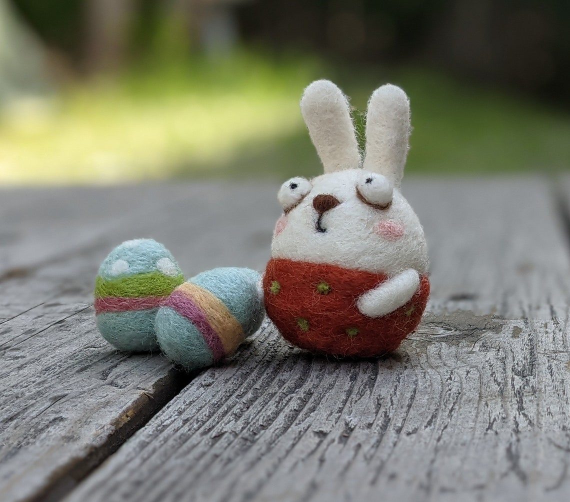 Needle Felting Rabbit Kiteaster Diyeaster Craft Kit Etsy