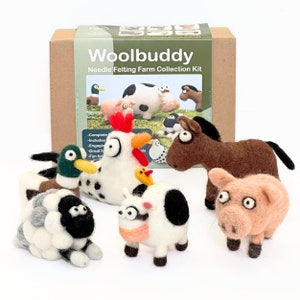 Farm Animal Needle Felting Kit, Wool Felting Kit, Beginner Felting Kit, Diy Crafts Kit, Make Your Own Animal, Felted Animals, Christmas Gift