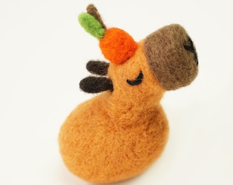 Needle Felted Capybara Ornament, Handmade Woolbuddy