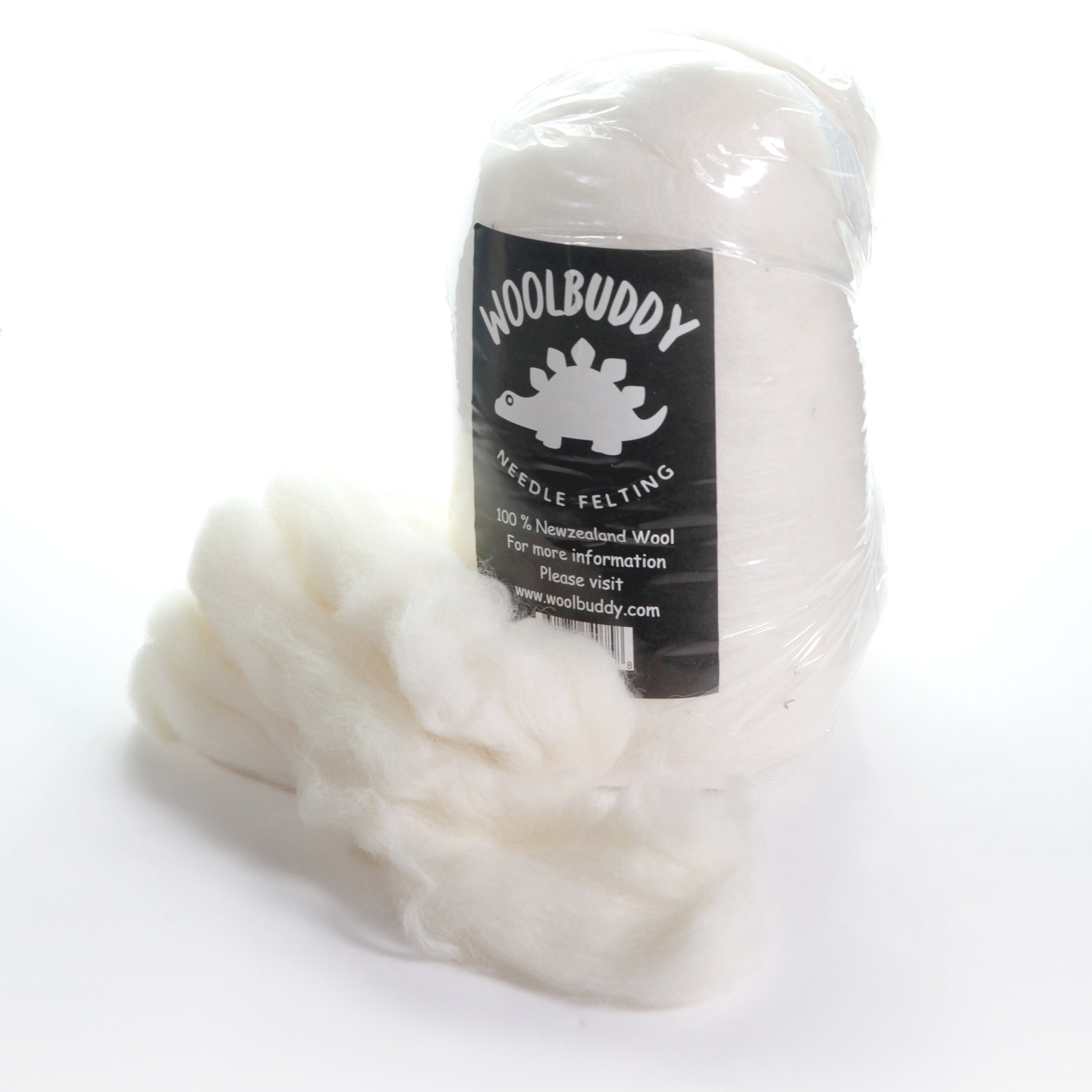 Woolbuddy Needle Felting Wool 15.7oz, Handmade Carded Core Wool for Wool Felting, White Wool Roving for Wet Painting, DIY Drier Balls and Felting Pad