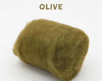 Corriedale Wool Olive – Premium Wool Roving for Needle Felting & Crafts | Woolbuddy