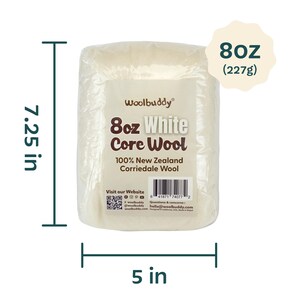 White Core Wool Batting, Undyed Sheep Wool, Needle Felting, Spinning bild 10
