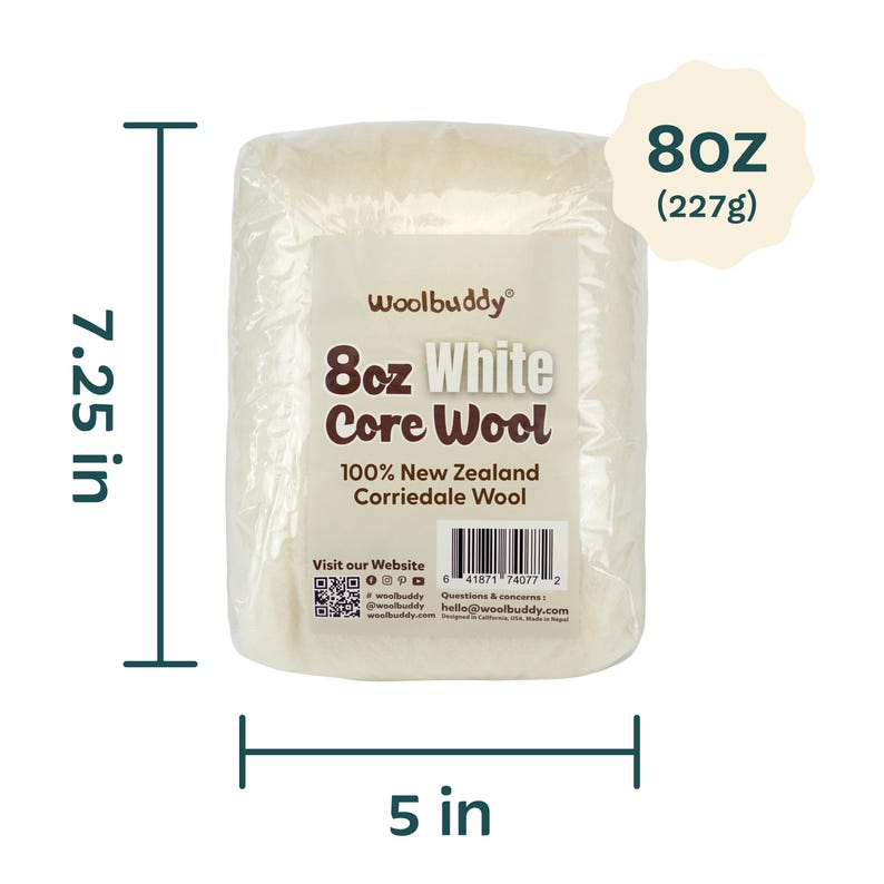 White Core Wool Batting, Undyed Sheep Wool, Needle Felting, Spinning bild 10