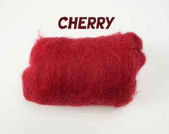 4 oz Cherry Corriedale Wool Roving - New Zealand Felting Supplies
