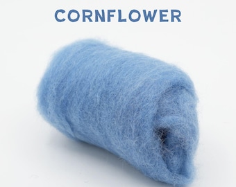 Corriedale Wool Cornflower Blue – Premium Wool Roving for Needle Felting & Crafts | Woolbuddy