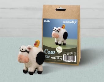 Cow Needle Felting Kit – Beginner DIY Wool Craft Gift