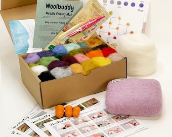 Needle Felting Kit Box By woolbuddy, Wool Felting Craft Kit, Beginners Felting Gift Set Box, Felting Bundle Box, Needle Felting Starter Kit