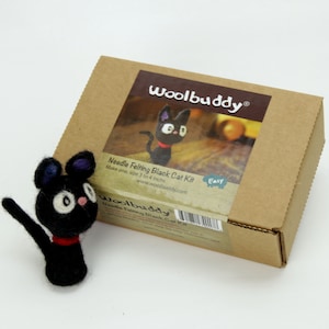 Needle Felting Kit Cat, Black Cat Felting Kit For Beginners, Felting Supplies, Needle Felted Animal, Cat Craft Kit, Novice Felting Cat