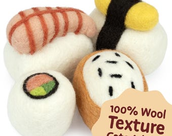 M&W Wool Felt Cat Sushi Set – Handmade Cat Toys (4 pcs)
