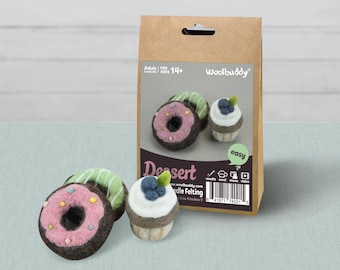 Kit de fieltro con aguja para postres, kit de manualidades Woolbuddies para principiantes