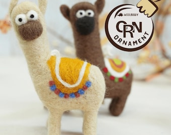 Felted Wool Llama Ornament, Handmade Miniature Animal Decor