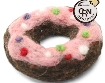 Needle Felted Donut Ornament, Handmade Woolbuddy, Spring Decor