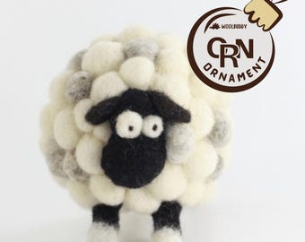 Needle Felted Wool Sheep Ornament, Handmade Woolbuddy