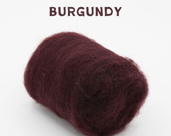 Corriedale Wool Burgundy – Premium Natural Wool Roving for Needle Felting & Crafts | Woolbuddy