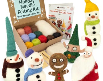 Woolbuddy Needle Felting Holiday Collection Kit – DIY Wool Felt Christmas Craft Set for Beginners