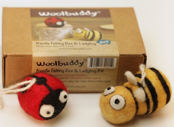 Needle Felting Kit, Wool Bee Felting Kit, Kids Felting Kit, DIY Craft Kit,  Needle Point Kit, Bugs Felting Kit, Felt Animals Crafting, Xmas 