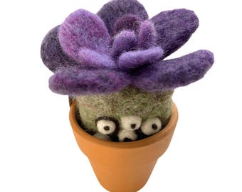 Handmade Felted Indigo Plant, Wool Plant Decor, Funny Halloween