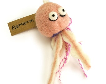 Felted Jellyfish Ornament, Wool Sea Animal Decor, Kids Room