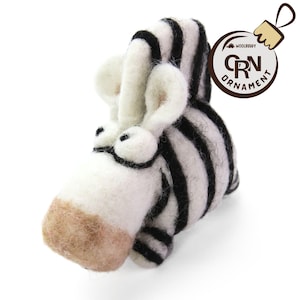 Zebra Ornament, Felted Zebra, Needle Felted Animal, Wool Animal Decor, Christmas Decor, Holiday Gift, Eco Friendly