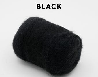 Corriedale Wool Black – Premium Wool Roving for Needle Felting & Crafts | Woolbuddy